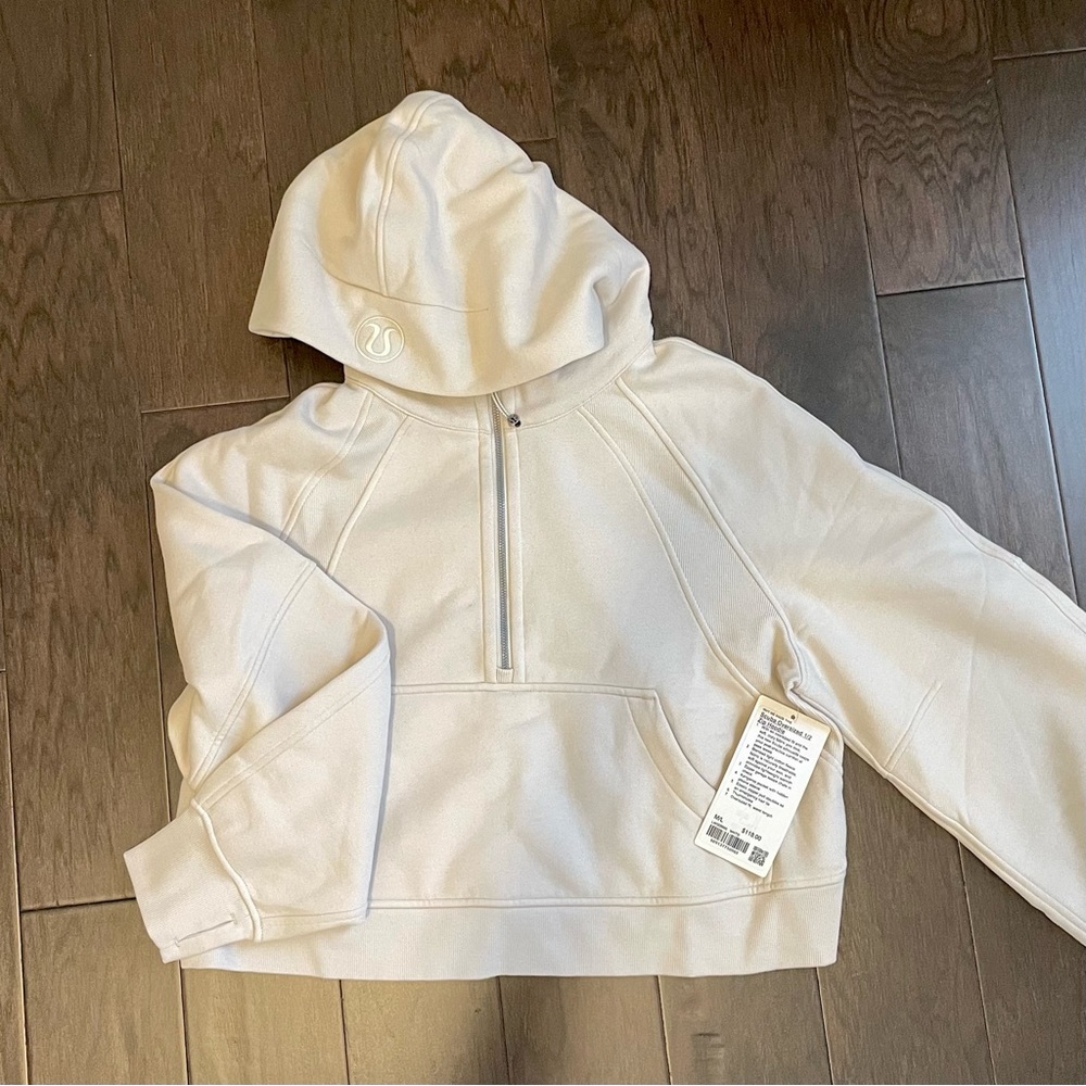 Lululemon White Opal Scuba Oversized 1/2 Zip Hoodie
